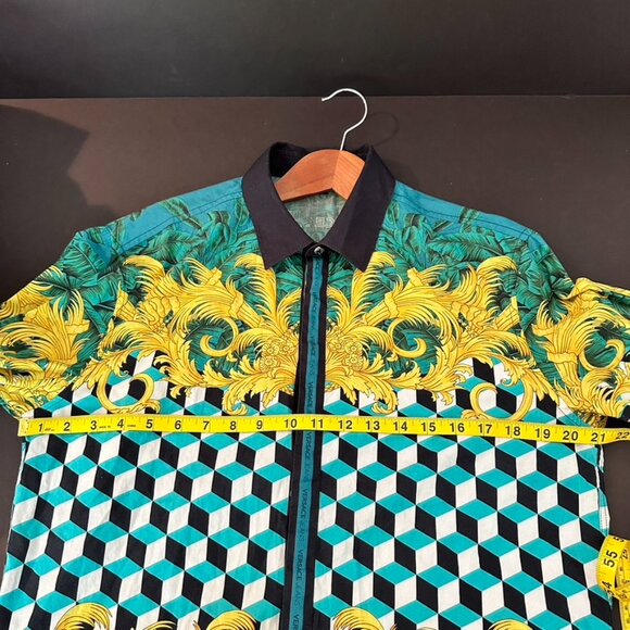 Versace Jeans Cube Baroque Print Sportshirt Button Up Shirt Size S - Picture 10 of 12